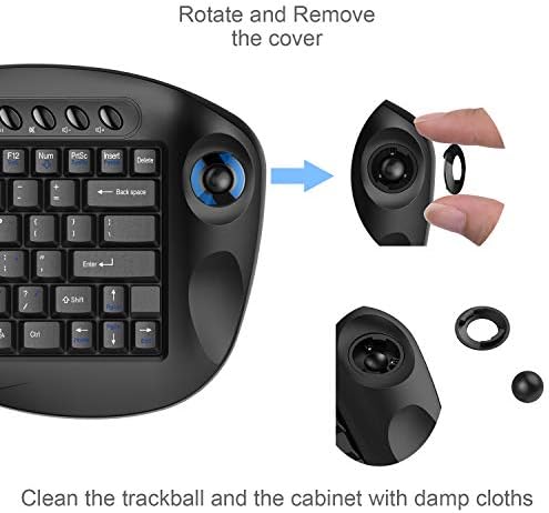 2,4 GHz de teclado sem fio e rastreio com ratho de trackball, mini-teclado portátil com combinação de mouse embutida, teclado home home theater HTPC, teclado de caixa de ajuste multimídia SMART TV