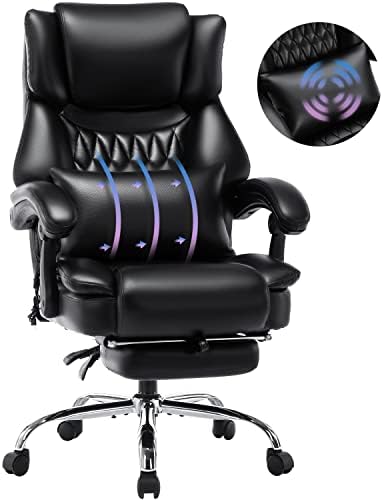 Cadeira de escritório reclinável de massagem nas costas com apoio de pé - cadeira de computadores executivos cadeira de mesa