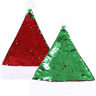 ABAODAM LECIN verde Santa Santa Paiillette Chapéus de Natal Chete de Moda Decorações Favoras Favoras Para Festas de Festival