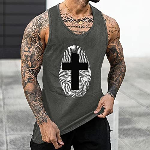 XXBR Mens Summer Tops Tops de impressão digital Jesus Cross Print sem mangas Camisetas