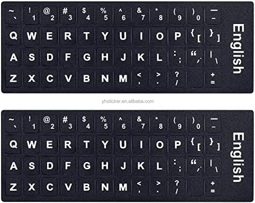 [2pcs] adesivos de reposição de teclado coreanos adesivos de letra para computadores/laptops/computadores/teclados, fundo preto com letras brancas, não transparentes.