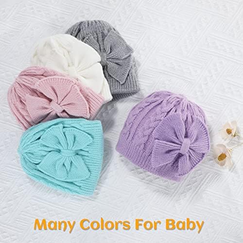 Chapéus de menina de menina zando de 0 a 6 meses de chapéu de inverno bebê malha chapéus recém-nascidos gorro de bebê arco de bebê