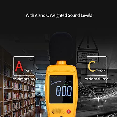 YFQHDD Digital LCD Som Nível de som Medidor 30-130dB Volume de ruído Medição de Medição de Medição de Monitoramento de Decibel Testador de Monitoramento