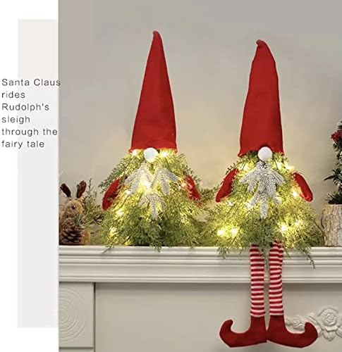 O velho anão sem rosto de duas peças Rudolph, 13 polegadas de ornamentos de árvore de Natal liderados por 13 polegadas. Decorações de mesa interiores de Natal.