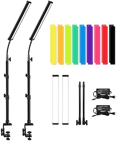 Vídeo LED Kit de varinha de vara leve com suporte de montagem na mesa da câmera, gepege 2 pacotes iluminação fotográfica LED e 9