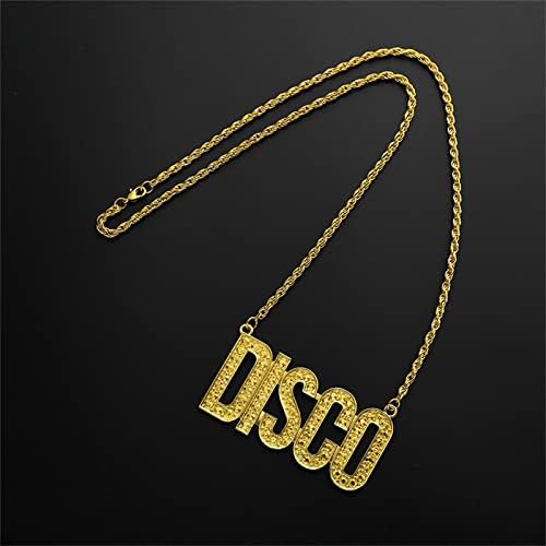 Colar Dreuyet Disco para homens mulheres criativas Dainty Gold 60s 70s 80s Cadeia de joias de joias de metal fantasia
