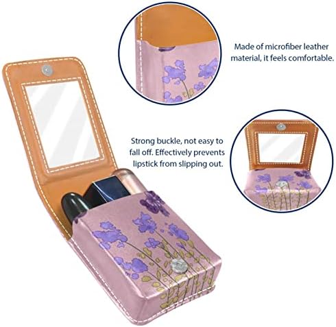 Oryuekan maquiagem batom titular mini bolsa de viagem bolsa de cosméticos, organizador com espelho para uma festa de casamento de dama de honra externa, bolsa de festas de casamento, flor de borboleta roxa vintage