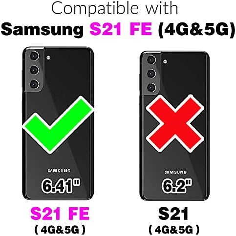 Compatível com Samsung Galaxy S21 Fe Gaxaly S 21 Fe 5g Caixa da carteira e protetor de tela de vidro temperado Casos de telefone para