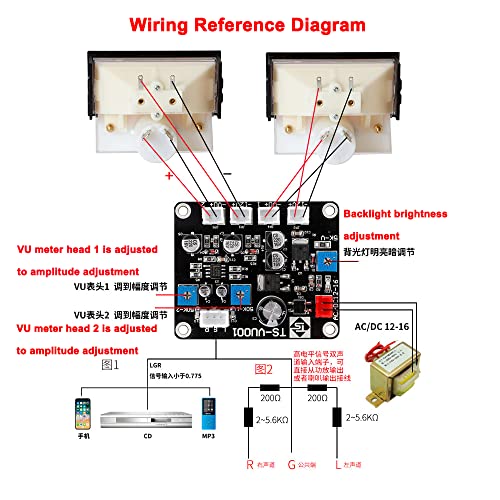 Q-baihe vu medidor de áudio de alta resistência interna LED Backlight Pointer medidor 1000ua