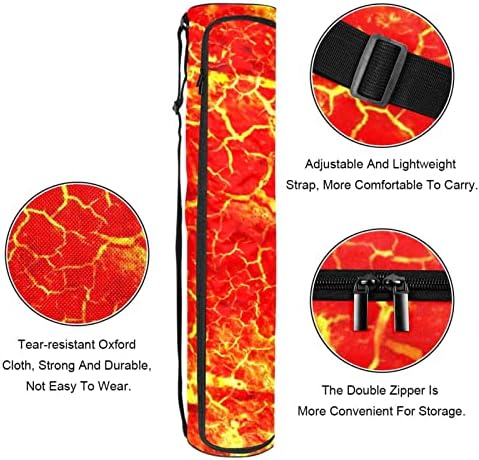 Bolsa de transportadora de tapete de ioga com alça de ombro Lava Orange Magma, 6,7x33.9in/17x86 cm de ioga bolsa de ginástica bolsa