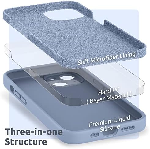 Caixa de silicone Blue Surphy Sierra + 3 Protetor de tela de embalagem para iPhone 13 6,1 polegadas