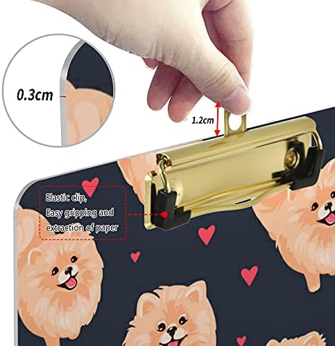 Puppy Platplingboard de planta 9 x12.5 clipboards de acrílico com clipe de baixo perfil A4 Tamanho da letra Placa de serviço pesado para o escritório da sala de aula estudantil Mulheres