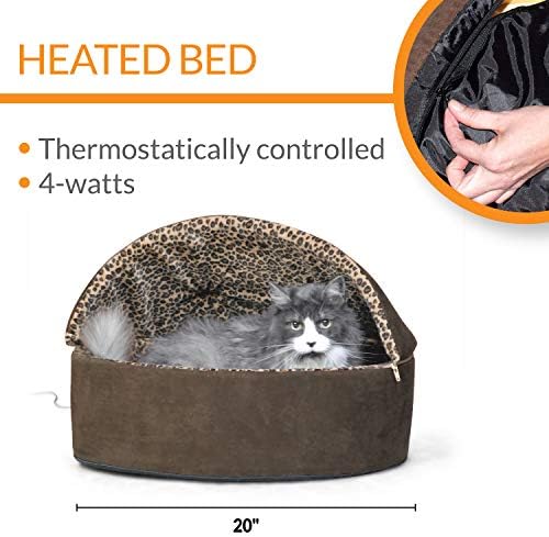 K&H PET Products Thermo-Kitty aquecida cama de estimação Deluxe grande mocha/leopardo 20 4w