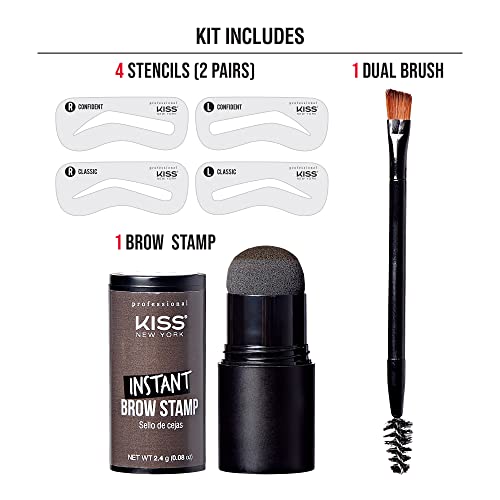 Beijo New York Profissional Instant Instant Brow Stamp and Stoncil Kit Pó Carimbo de Salva de Shaping Shaping Kit