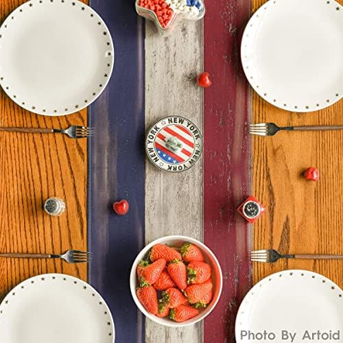 Modo Artóide Style Style Stripes 4 de julho Patriótico Memorial Day Table Runner, Independence Day Kitchen Dining Table