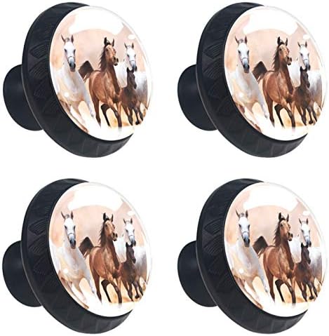 Botões de cômoda de cerveja que correm botões de gaveta de cavalo marrom botões de vidro de cristal 4pcs cor em maçanetas redondos da criança 1.38 × 1.10in