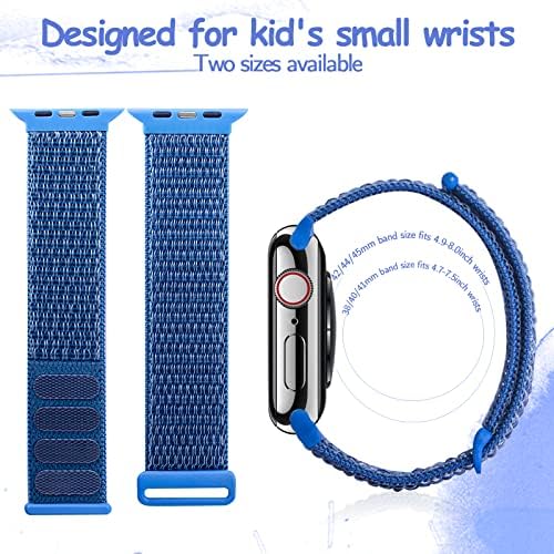 Banda de nylon Compatível com crianças Apple Watch Ultra Series 8 7 6 5 4 3 SE2 38mm 40mm 41mm & 42mm 44mm 45mm 49mm, Iwatch Soft Loop Sport Substacement Strap for Boy Girl Small Wrist.