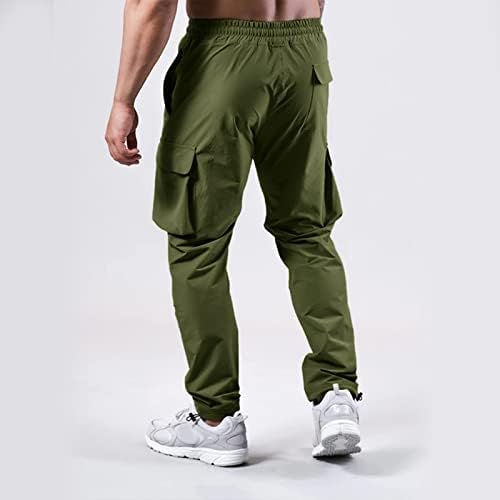 8 calças simples de calça macia causal execução elástica elegante calça de carga solta de cargo masculino de cintura masculina bolsos de tamanho plus-size