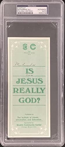 Muhammad Ali assinou o boxe do panfleto Hof Auto Islam é Jesus realmente Deus? PSA/DNA - Revistas de boxe autografadas