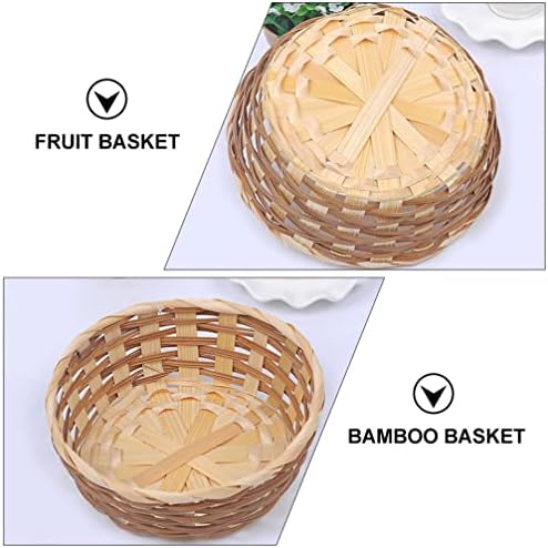 Cestas de pão de tecido tehaux 3pcs cestas de vime redondo cestas de bambu cesta de frutas que servem cestas de bancada cestas de