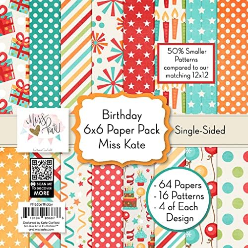 6x6 Pattern Paper Pack - Aniversário - Para o Scrapbook Party Scrapbook Premium Paper Specialty Paper de 6 x6 coleção inclui 64 folhas
