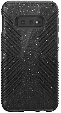 Speck Products Presidio Grip + Glitter Galaxy S10E Caso, obsidiana brilhante preta com brilho prateado/preto
