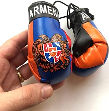 Mini luvas de boxe armênias para carro, bandeira armênia e brasão de armas, melhores presentes armênios