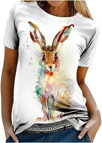 Lcepcy Women Feminina Bunny Camiseta curta Camiseta Casual Crewneck Tshirt Graphic Tees Tops Blouse for Teen Girls