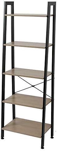 Timmyhouse Industrial Ladder Shelf Bookshelf Storage prateleira Organizador de rack Livros 5 Nível