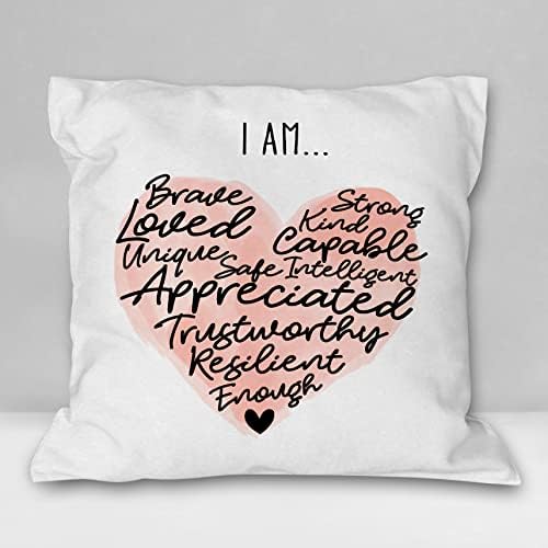 BUROSEV I Am Brave Adorei forte capa de travesseiro macio, citações inspiradoras travesseiros decorativos, decoração motivacional