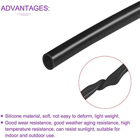 Dmiotech 3/8 ID 1/2 OD de 6,6 pés Tubo de silicone Black Industrial Silicone Tubing para bomba de ar de água