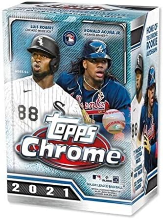 2021 Topps Chrome Baseball Cards Box 32 Cards. Inclui 2 sépia e 2 refratores rosa