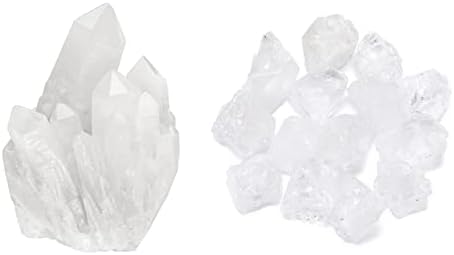 Pacote de Plaza Top - 2 itens: Cura de rocha Cryart Clear Cluster Mineral Geode Druzy Specimen & Bulk Clear Clearing Cryaling Stones