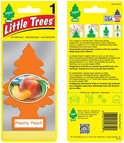 Little Trees Car Scowner | Árvore de papel pendurada para casa ou carro | Pêssego pêssego | 3 pacotes