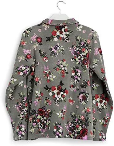 Vera Bradley Snap Feminina Snap Collar Fleece Pullover Sweetshirt com bolsos