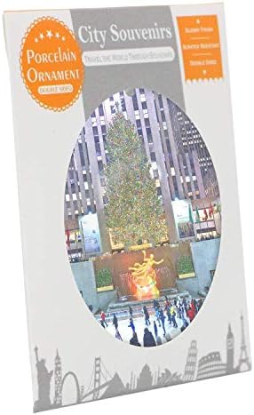 City-Uvenirs Rockefeller Center Christmas Ornament, porcelana de árvore de Natal 2,75 Double-lados Rockefeller Center Ornamentos de Natal