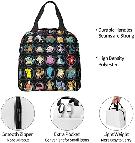 Lancheira portátil, lancheira reutilizável isolada para meninas meninas, bolsa de almoço isolada com bolso da frente para viagens de piquenique ao ar livre