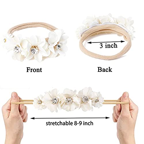 BFNAAGirl Baby Girl Floral Band Floral Nylon Flor Coroa Elastic HairBand 3pcs Acessórios para cabelos Presente para