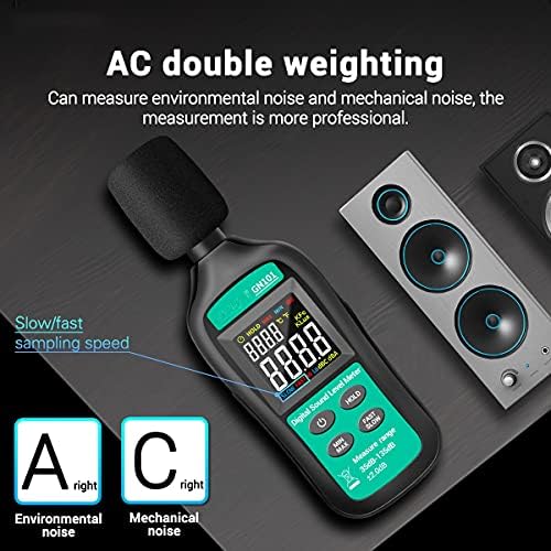 Medidor de ruído digital de Uoeidosb 35db-135db medidor de decibel LCD Display Level Meter Alta Precisão Decibel Monitor