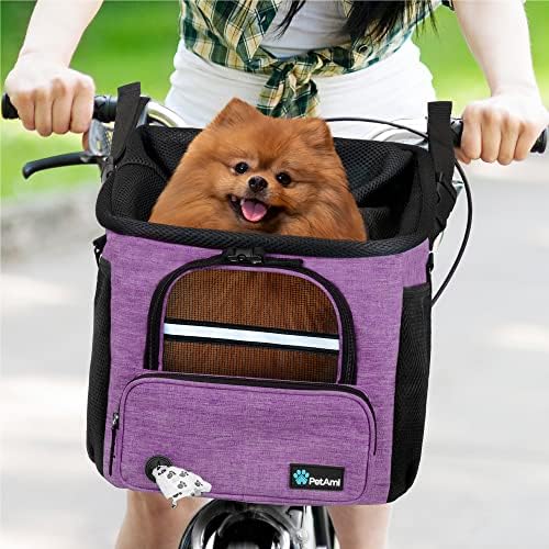 Petami Dog Bike Basket - Cesta de bicicletas para o guidão de bicicleta de estimação para cães | Mochila da transportadora
