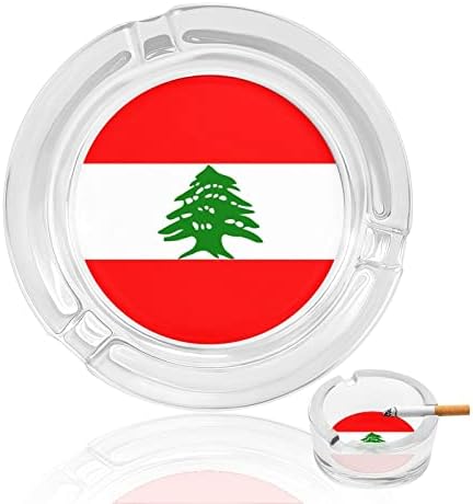 Bandeira libanesa de vidro de vidro de cigarros redondos capa de bandeja de cinzas para decoração interna do escritório