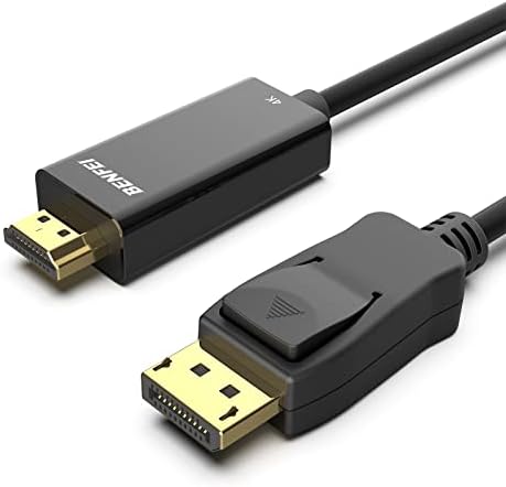 Benfei DisplayPort para HDMI, 4K DP para HDMI a 10 pés de cabo de ouro compatível com Lenovo, Dell, HP, Asus