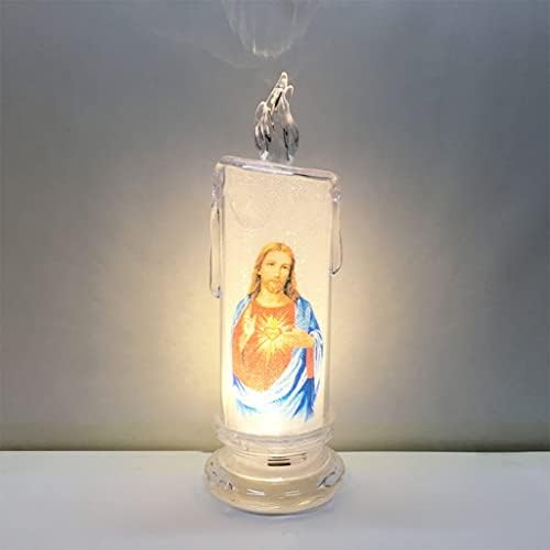 Lâmpada de vela devocional de Jesus Luz de vela sem chamas Luz de pilar para pilar para casa Decoração da Igreja Católica Católica