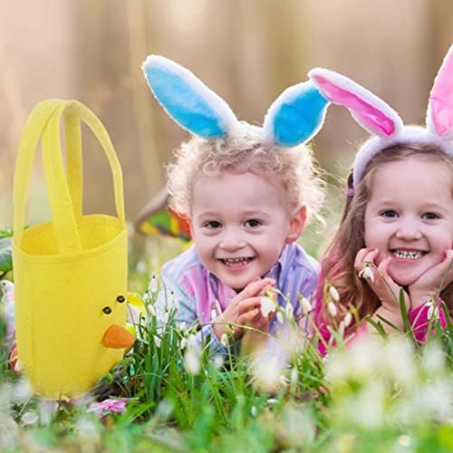 Coloque de cesta de doces Bongas de coelhinho fofo para crianças Bedra de bolsa Rabbit Easter Frango ovos