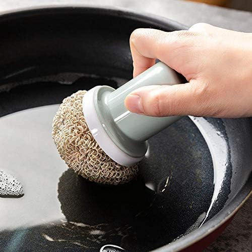 Bola de limpeza de nano de cozinha com alça não machuca a escova de limpeza de mão destacável pincel de maconha de maconha de maconha