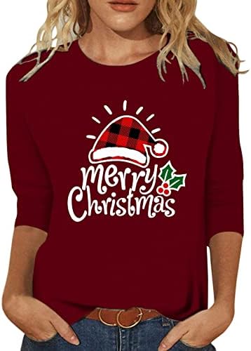 Camisa casual de Natal para mulheres foficas tee tops tops rena Snowflake Pattern Party Festival T-shirt