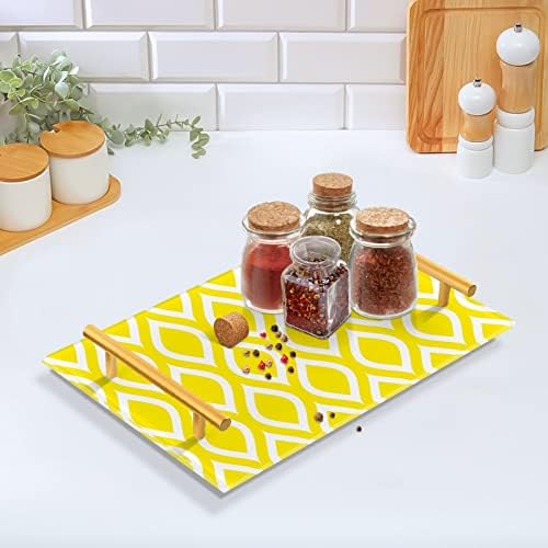 Bandeja decorativa de banheiro de banheiro acrílico de Dallonan com alças de ouro para organizador de cozinha amarelo limão branco