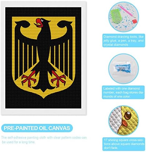 Brasão de braços da Alemanha Kits de pintura de diamante personalizados Postam arte de arte por números para decoração de parede