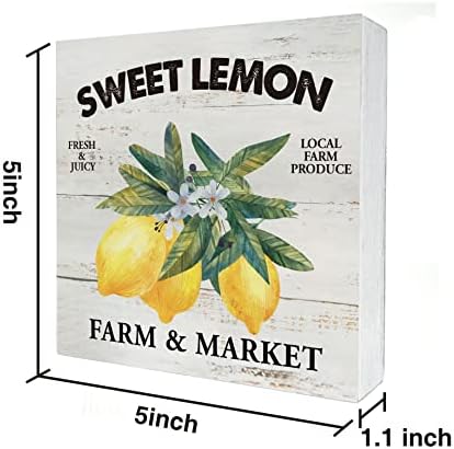 Farmhouse Sweet Lemon Lemon Farm de madeira Caixa de madeira Decoração Country Lemon Kitchen Block Placa Caixa de placa