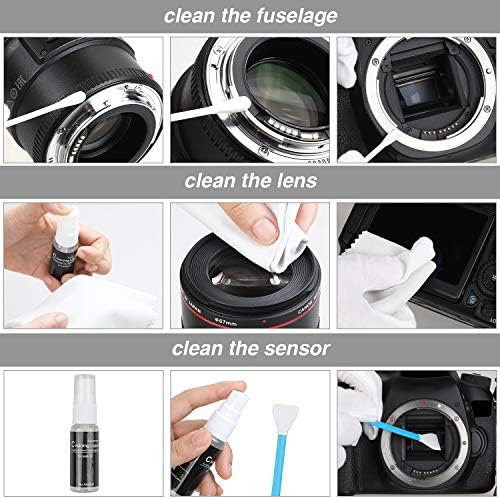 Kit de limpeza de câmeras de 17 em 1 Temery para câmeras DSLR, com soprador de ar/caneta/detergente/limpeza/lente de limpeza/escova